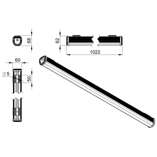 Т-Линия Оптима 20 1000мм Эко 12-24V AC/DC ES 3000К Опал
