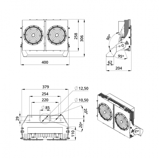 Прожектор 300 D Экстра ES 5000К 90°