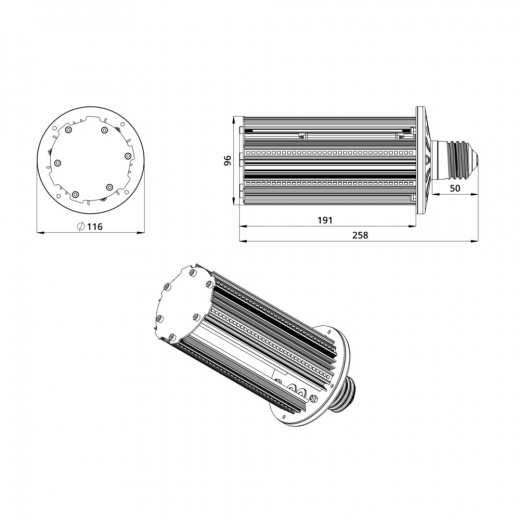 Светодиодная лампа КС Е40-С 40 ES 3000К