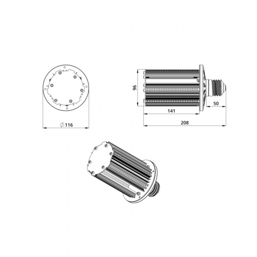 Светодиодная лампа КС Е40-С 30 ES 3000К