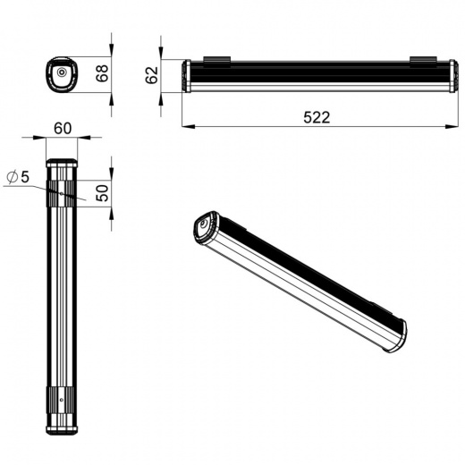 Т-Линия Оптима 20 500мм Эко 12-24V AC/DC ES 3000К Опал