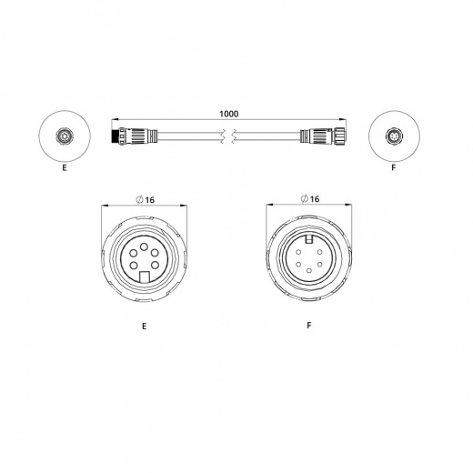 Удлинитель с разъемами DMX. 1м ES