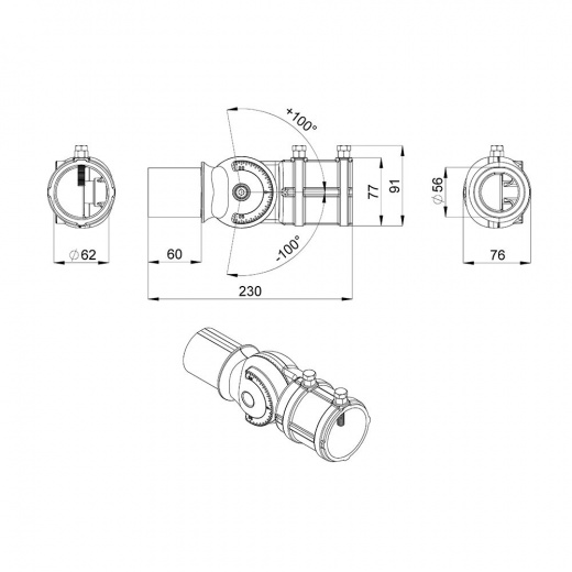 Крепление на поворотную консоль. ±100°. Магистраль v2.0/v3.0 ES