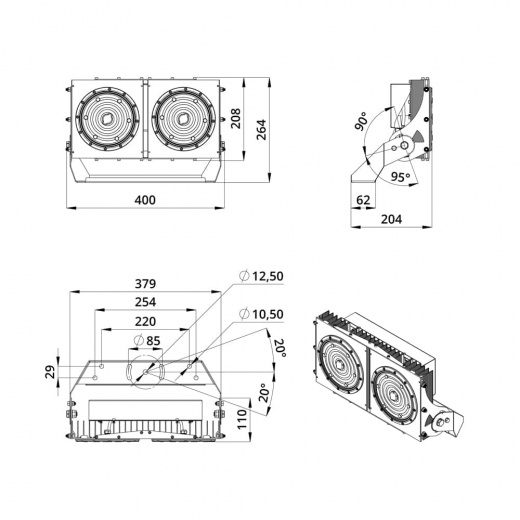 Прожектор 250 D Экстра ES 5000К 120°