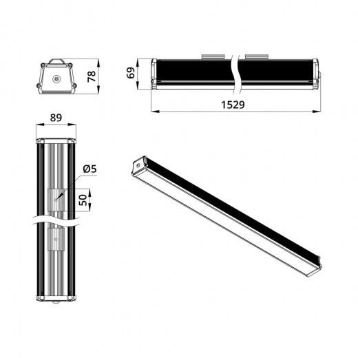 Т-Линия v2.0 60 1500мм ES 3000К Микропризма
