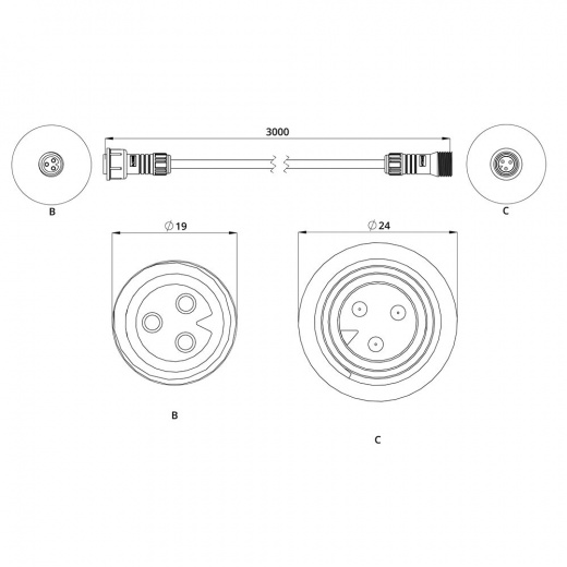 Удлинитель с разъемами питания. 220В, 3м ES